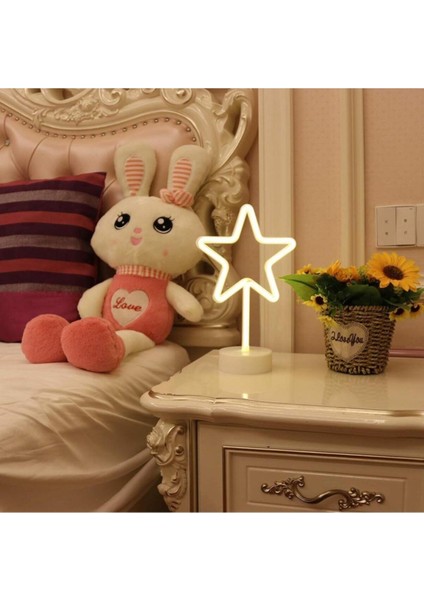 Yıldız Tasarımlı Neon LED Masa ve Gece Lambası, Dekoratif Işık, Yeşil indirimleri