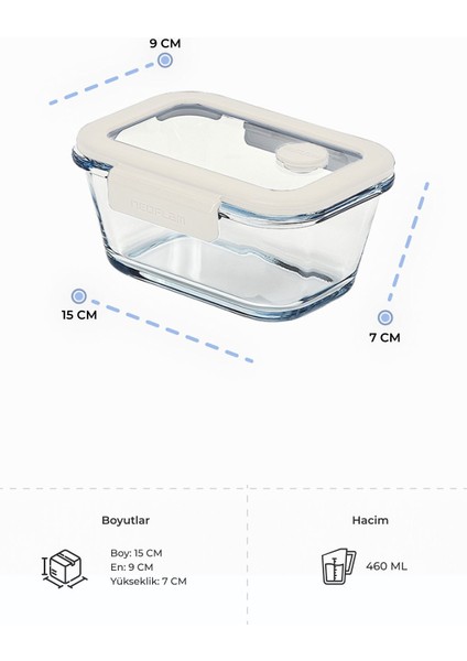 Vakumlu Cam Saklama Kabı 460 ml Bej, Dayanıklı ve Şık Mutfak Gereci fiyatları