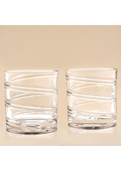 Çizgili 2'li Viski Bardağı, 250 Ml, Kahverengi Şıklık ve Şeffaflık.