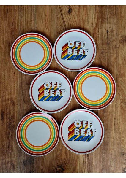 6'lı Renkli 19 cm Porselen Pasta Tabağı Seti, Şık ve Dayanıklı Ürün.