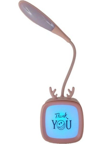 Kademeli LED Pembe Masa Lambası, Şarjlı, Akrobatik Tasarım, Gece Işığı