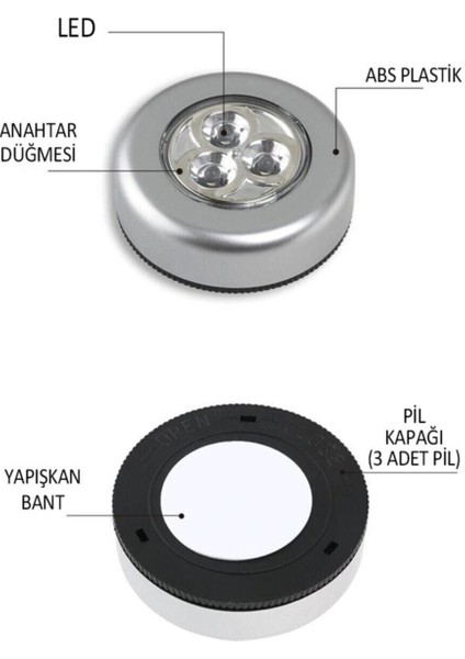 Üçlü Dokunmatik Pilli Lamba Seti, Renkli Spot ve Çadır Aydınlatması modelleri