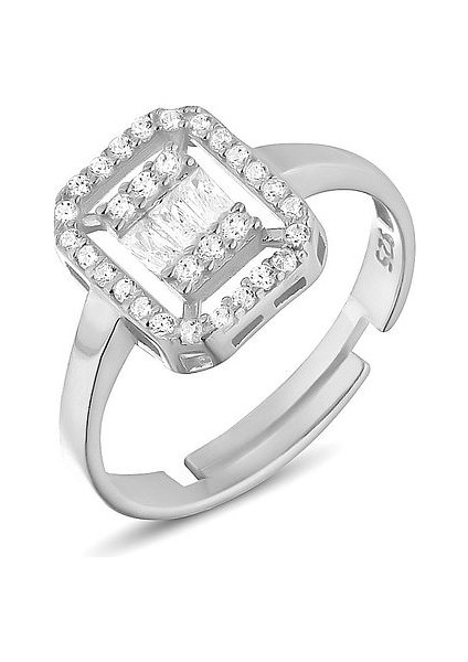 925 Ayar Gümüş Işıklı Kutuda Pırlanta Montürlü Ayarlanabilir Baget Yüzük fiyatları