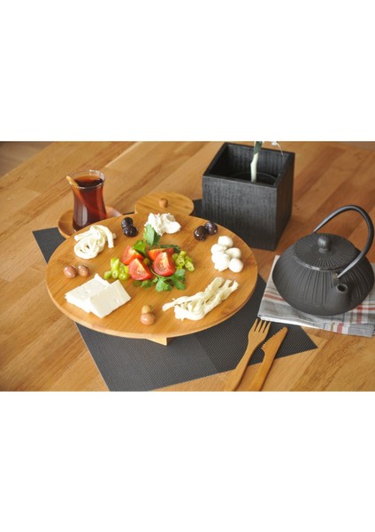 Renkli Yuvarlak Bambu Sunum Standı 30X9 Cm, Pasta ve Kek Sunumu Için Ideal fiyatları