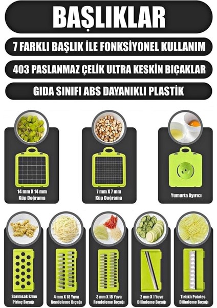 Küçük Çok Fonksiyonlu Sebze ve Patates Rende Dilimleyici Mutfak Aleti
