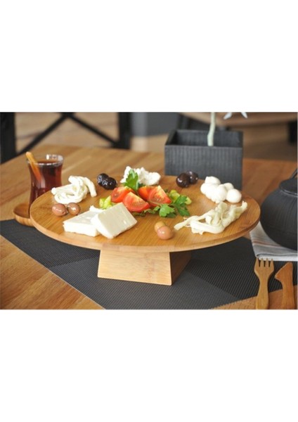 Renkli Yuvarlak Bambu Sunum Standı 30X9 Cm, Pasta ve Kek Sunumu Için Ideal indirimleri