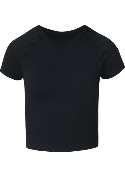 Athlete Crop Seamless Workout Kadın Siyah Tişört fiyatları