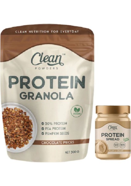 Protein Granola 300 gr Çikolata Parçacıklı - Proteinli Fındık Kreması (Protein Spread) 350 gr