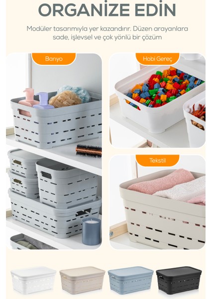 6'lı Kapaklı 2,8 Litre Delikli Saklama Kutusu Antrasit indirimleri