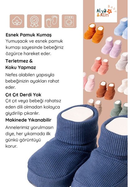 Fitilli Esnek Erkek Bebek Patiği 4lü Set