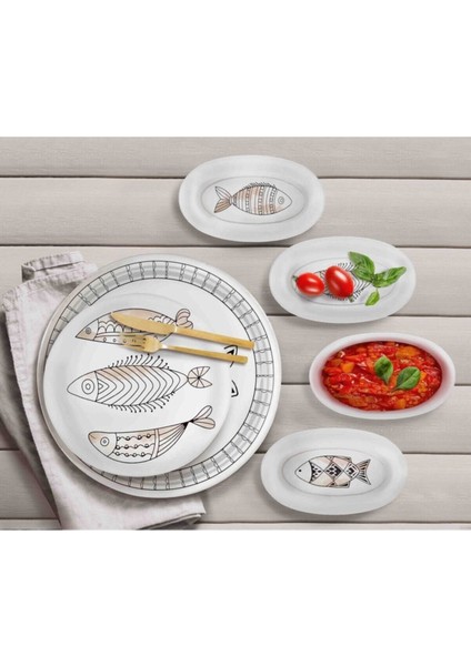 Beyaz Oval Servis Krem 17 cm 4'lü Set modelleri