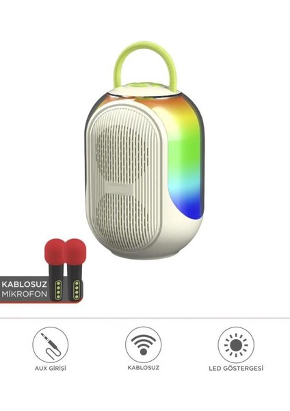 Çift Mikrofonlu Kablosuz Parti Hoparlörü