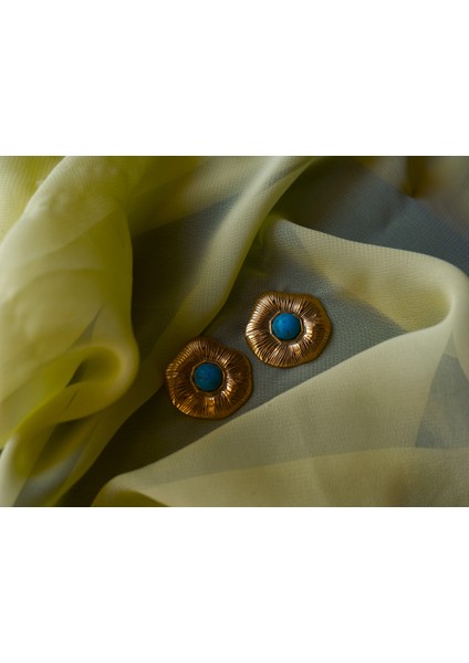 Saaden Taşlı Gold Çelik Küpe