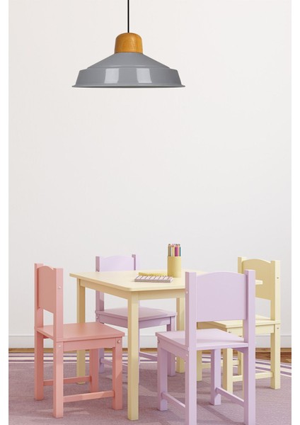 Gri Tekli Avize Ahşap Başlık Retro Sarkıt Lamba Restoran Salon Aydınlatma fırsatları