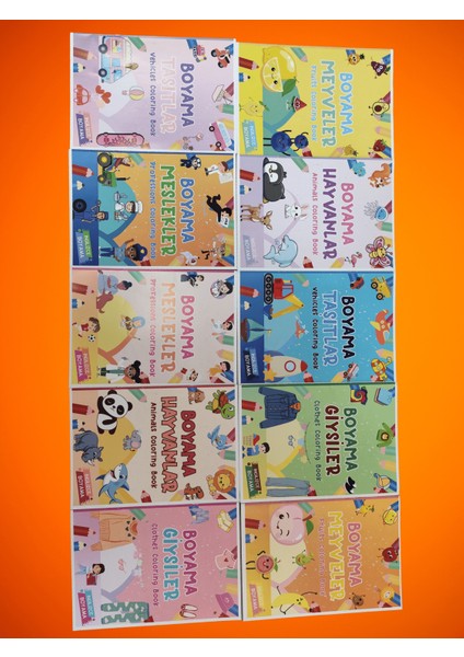 Çocuklar Için 10’lu Boyama Kitabı Seti - Ingilizce Kelimeler - 10 Kitap - 160 Sayfa fırsatları