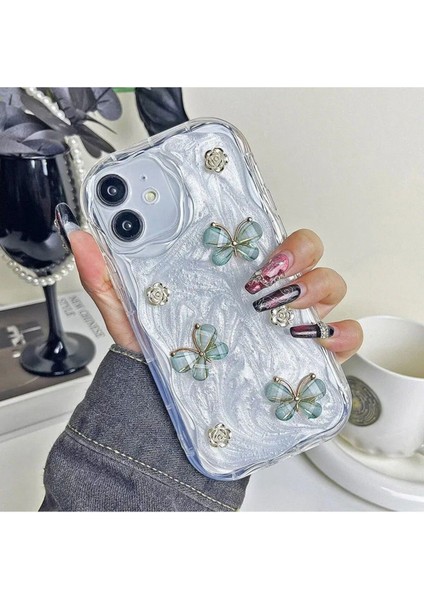 iPhone 11 Uyumlu Zebana Gül ve Kelebek Figürlü Floral Silikon Kılıf-Yeşil