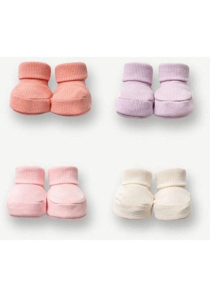 Fitilli Esnek Kız Bebek Patiği 4lü Set