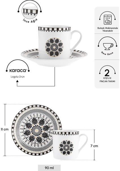 Şık Siyah 2 Kişilik Kahve Fincan Takımı, 90 Ml, Zarif ve Kullanışlı Tasarım fiyatları