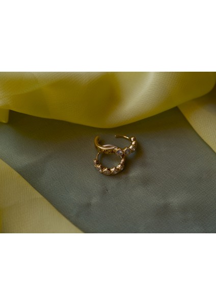 Saaden Beş Taşlı Halka Küpe