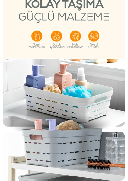 6'lı Kapaklı 3,8 Litre Delikli Saklama Kutusu Antrasit fırsatları