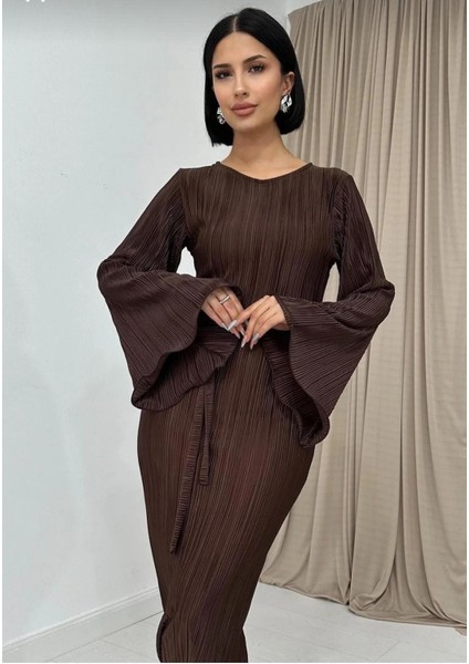 Ispanyol Kol Pliseli Elbise