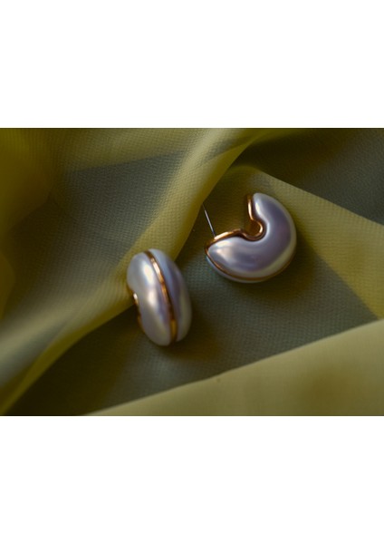 Saaden Inci Taşlı Salyangoz Küpe