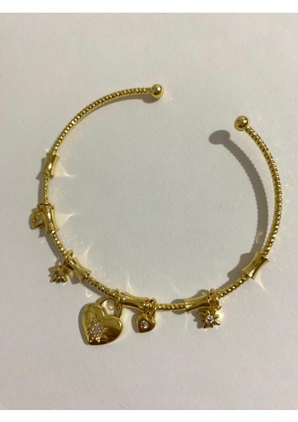 Pndr Model Açık Kalp Taşlı Zirkon Charm Ayarlamalı Gold Bileklik fiyatları
