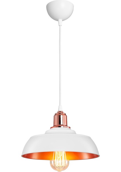 Şık Beyaz Sarkıt Aydınlatma, Bakar Boya Detaylı, Modern ve Zarif Tasarım modelleri