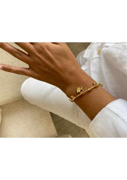 Pndr Model Açık Kalp Taşlı Zirkon Charm Ayarlamalı Gold Bileklik fırsatları