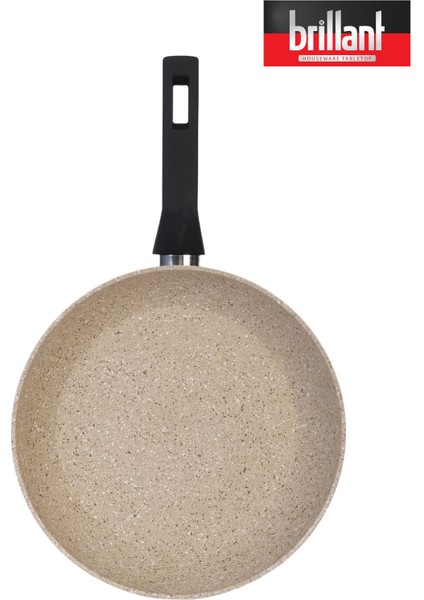 Bej 22 cm Granit Tava, Yanmaz ve Yapışmaz, Dayanıklı ve Şık Mutfak Gereci