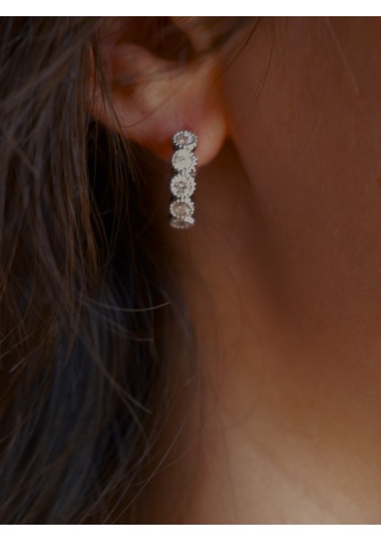 Saaden Beş Taşlı Silver Küpe