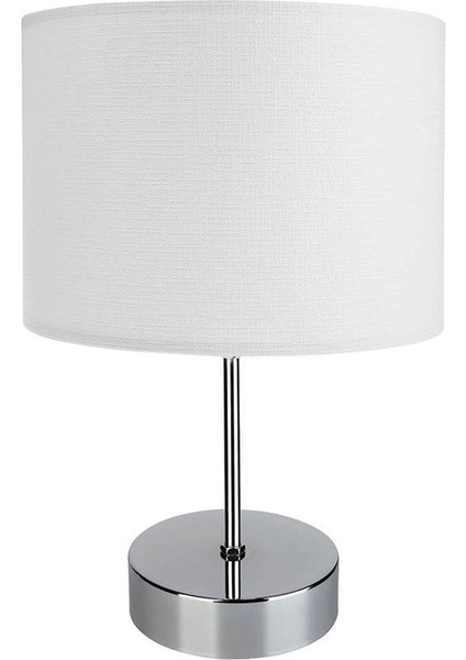 Beyaz Finlin Şapka ile Şık ve Modern Krom Abajur, Evinizde Zarafet Sağlar. fırsatları