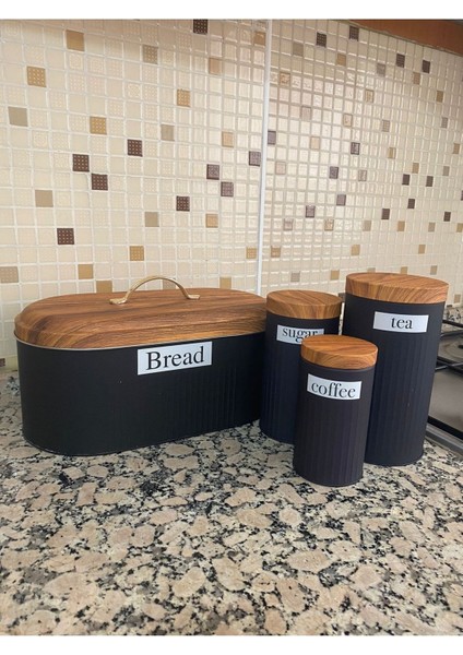 Bambu Görünümlü 3'lü Metal Kavanoz Seti Ekmeklik ve Saklama Kapları fiyatları