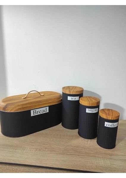 Bambu Görünümlü 3'lü Metal Kavanoz Seti Ekmeklik ve Saklama Kapları modelleri