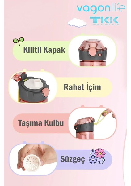 Pembe Desenli 500ML Su Matara, Sağlıklı ve Şık Tasarım modelleri