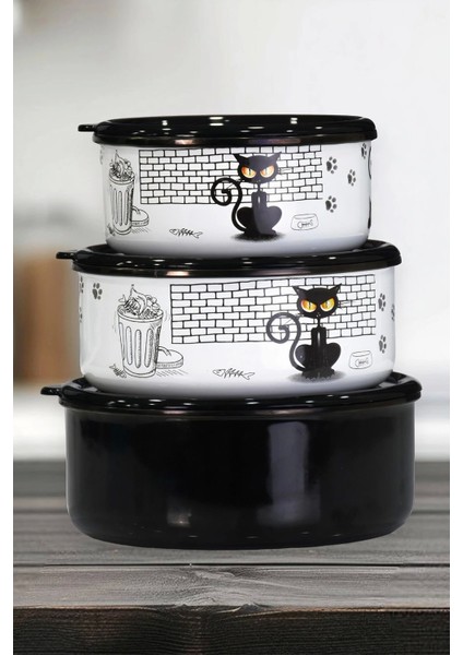 Çok Renkli Emaye Üçlü Saklama Seti, Şık ve Pratik Ev Düzeni Için Idealdir