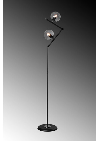 Şık Siyah-Krom Metal Gövde Füme Camlı Mafsallı Modern Yerden Aydınlatma indirimleri