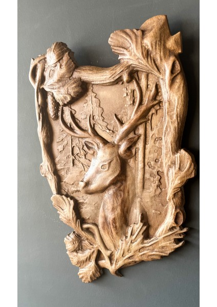 Store Ormanın Asil Bekçisi – Ahşap Oyma Geyik Duvar Tablosu | Rustik ve Doğa Temalı Dekor fırsatları