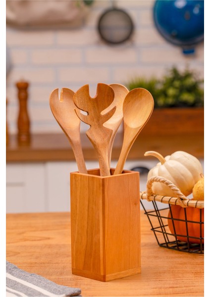 Ahşap Kahverengi Kaşıklık, Şık ve Doğal Mutfak Düzeni Için Uygun modelleri