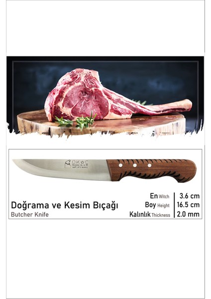 Ahşap Saplı Kasap Bıçağı No.2, Dayanıklı ve Şık Tasarım fırsatları