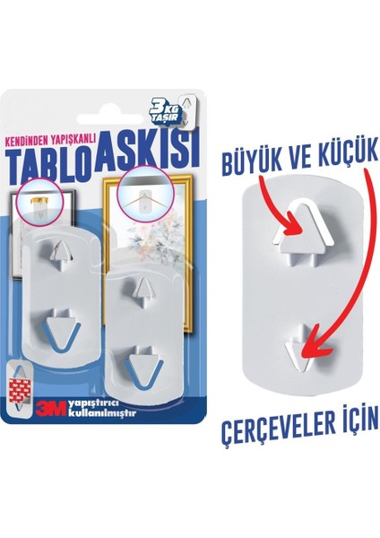 Kendinden Yapışkanlı Tablo Çerçeve Saat Askısı 2 Adet 3 kg Taşır fiyatları
