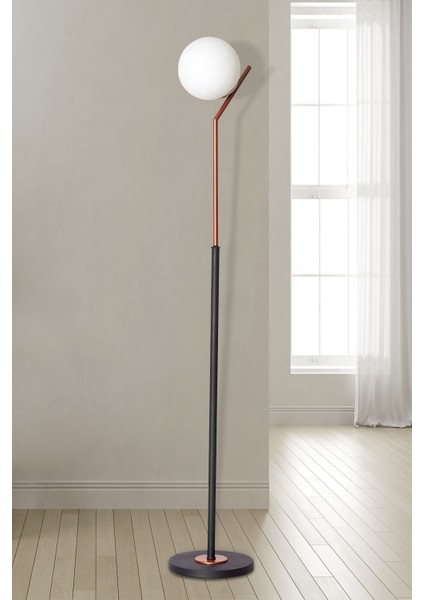 Şık Metal Gövdeli, Beyaz Camlı Lüx Yerden Aydınlatma Lambası