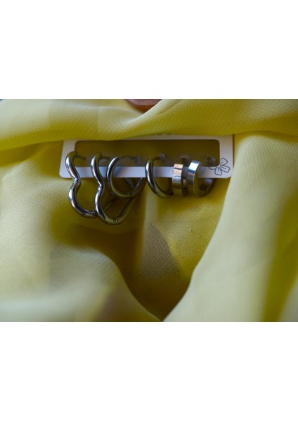 Saaden Altılı Çelik Küpe