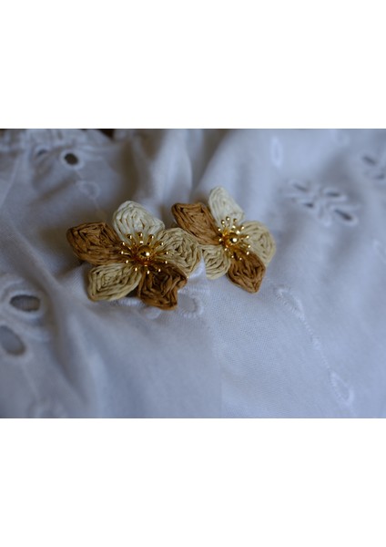 Saaden Pastel Renk Hasır Çiçek Küpe