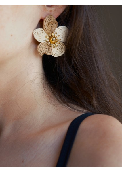 Saaden Pastel Renk Hasır Çiçek Küpe modelleri