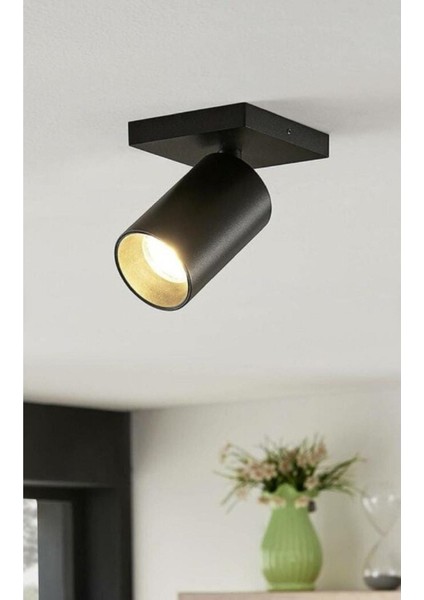 Kare Gövde Siyah LED Aplik ve Spot ile Modern Işıklandırma Seti (Ampul Dahil)