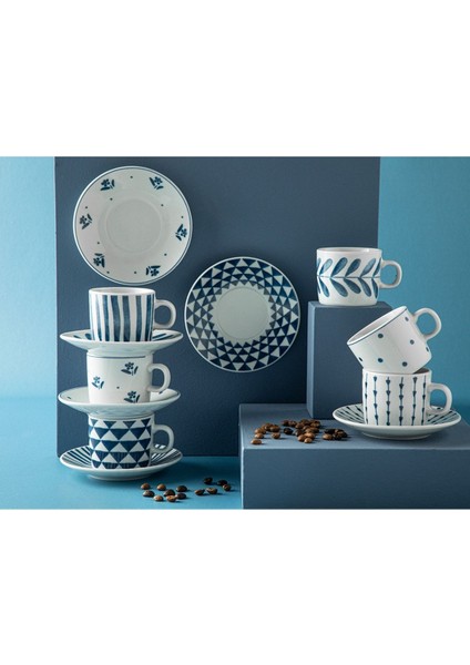 Şık 2'li Porselen Kahve Fincanı Takımı, 80 Ml, Lacivert Renkli ve Zarif Tasarım modelleri