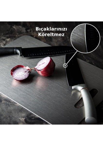 Dev 3lü -Bbb- Paslanmaz Çelik Kesme Tahtası - Antibakteriyel - Leke ve Su Tutmaz indirimleri