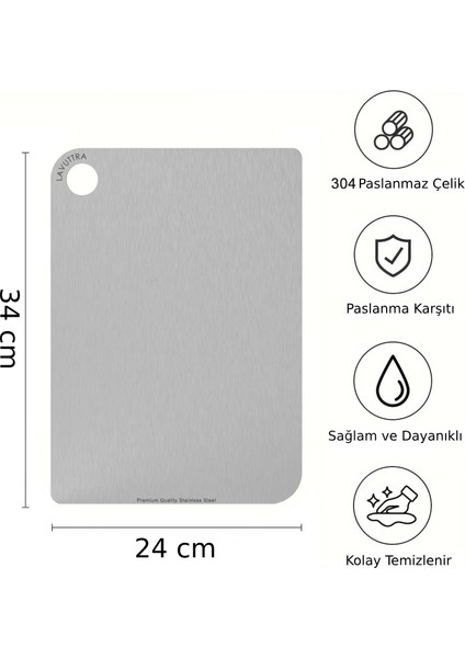 3'lü Avantaj -Bkk- Paslanmaz Çelik Kesme Tahtası - Antibakteriyel - Leke ve Su Tutmaz fırsatları