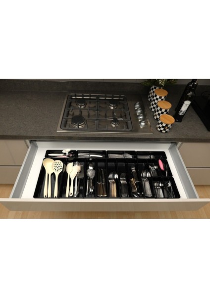 Parlak Siyah (Piano Black) 16'lı Set Modüler Çekmece Içi Kaşıklık Organizer Düzenleyici fırsatları
